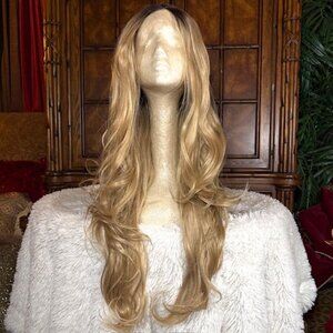 RainaHair Synthetic Lace Front Ombre Blonde 28" Wig